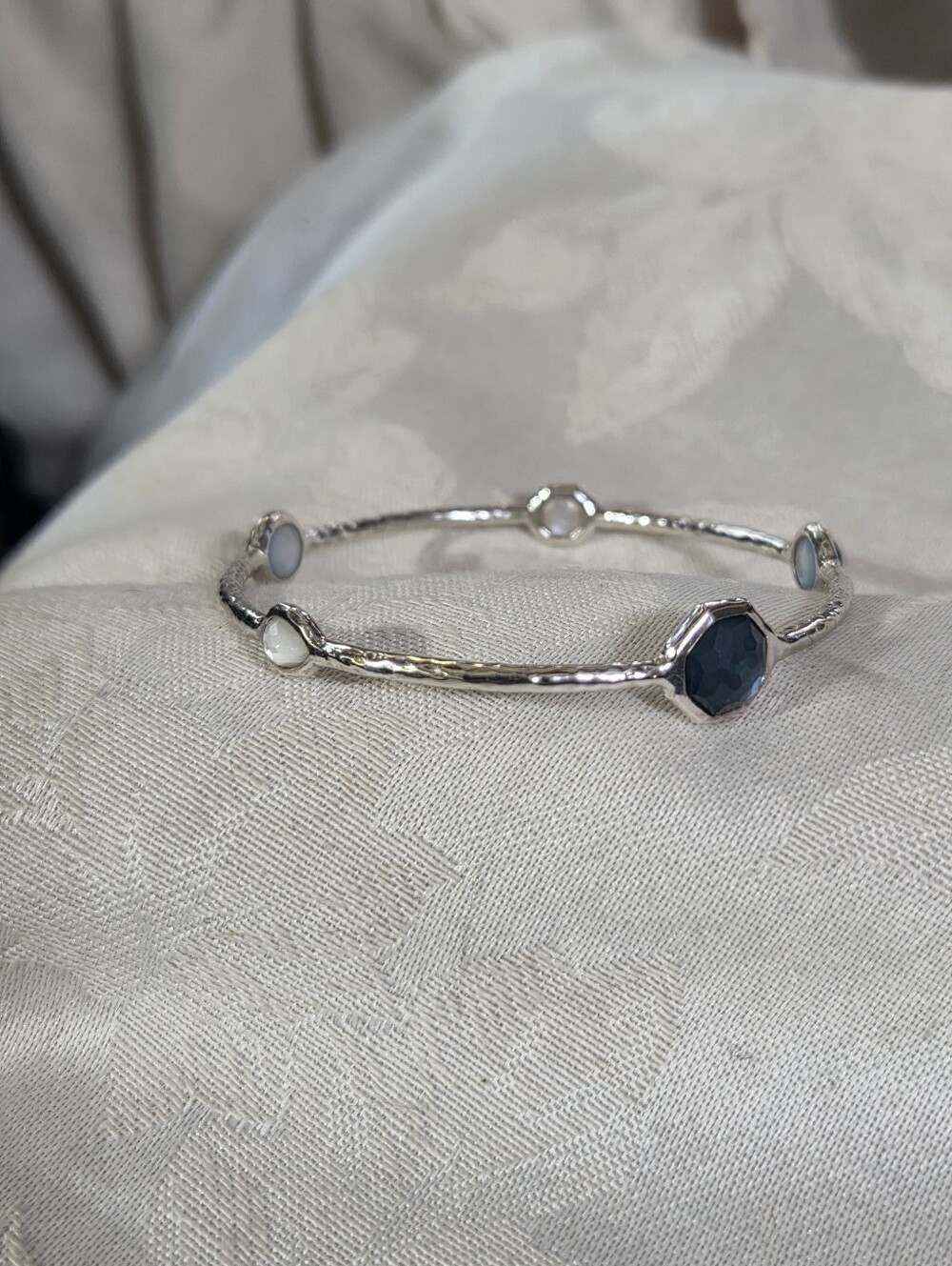 Ippolita Rock Candy 5 Stone Bangle Bracelet, Quartz, MOP, SS - Picture 2 of 14